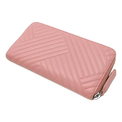 Pre-owned Chanel Pink Leather Long Bill Wallet (bi-fold) ()