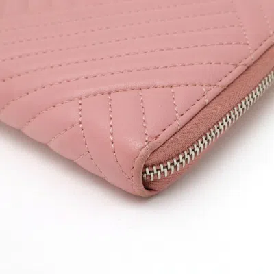 Pre-owned Chanel Pink Leather Long Bill Wallet (bi-fold) ()