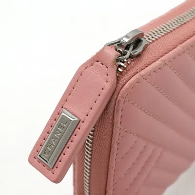 Pre-owned Chanel Pink Leather Long Bill Wallet (bi-fold) ()