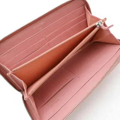 Pre-owned Chanel Pink Leather Long Bill Wallet (bi-fold) ()