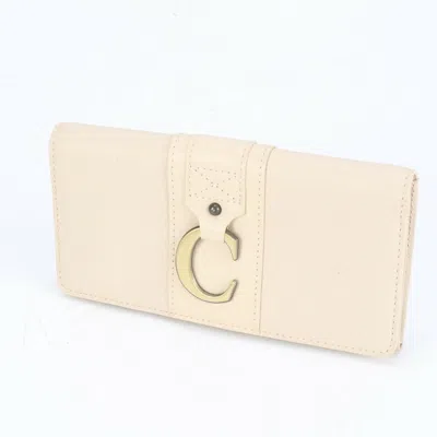 Pre-owned Chloé Beige Leather Long Wallet (bi-fold) () In Sand