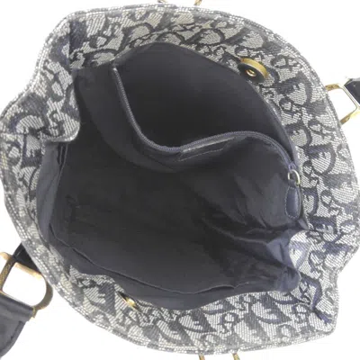 Pre-owned Dior Christian  Trotter Navy Trotter Leather Canvas Handbag Tote Bag ()