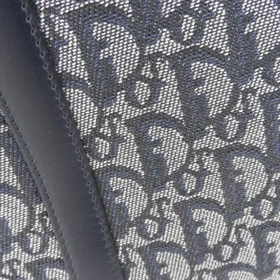Pre-owned Dior Christian  Trotter Navy Trotter Leather Canvas Handbag Tote Bag ()