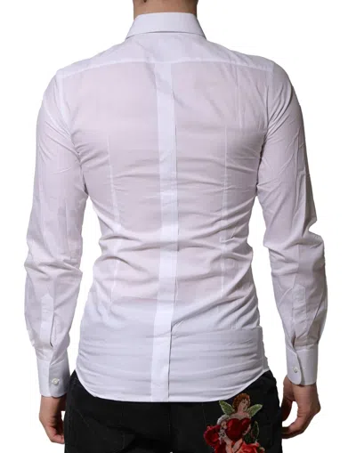Pre-owned Dolce & Gabbana White Gold Embellished Formal Men Dress Men's Shirt ()