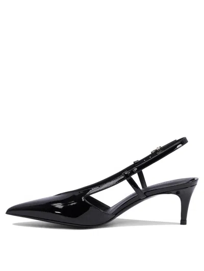 Sergio Levantesi Pointed Toe Slingback Heeled Shoes In Leather In Black