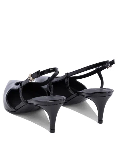 Sergio Levantesi Pointed Toe Slingback Heeled Shoes In Leather In Black