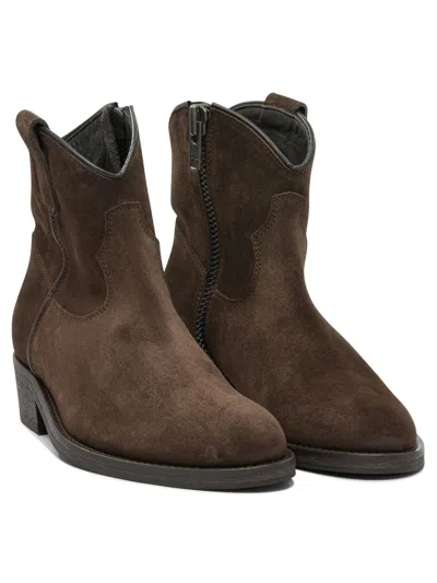 Via Roma 15 Brown Rubber Ankle Boots In Brown