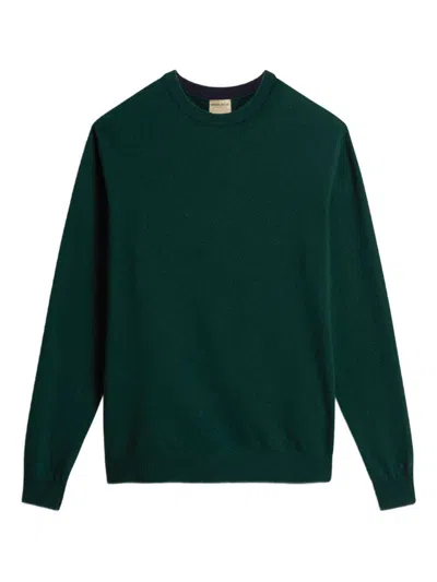 Woolrich Crew Neck Knit Texture Raglan Sweater In Green