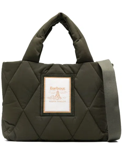 Barbour Mini Mariah Diamond Quilted Tote Bag In Green