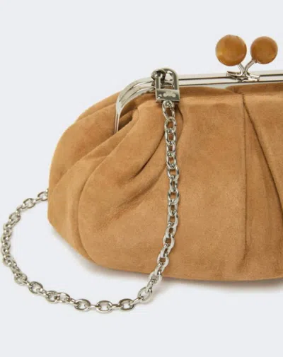 Weekend Max Mara Omens Brown Small Suede Pasticcino Clutch Bag In Brown