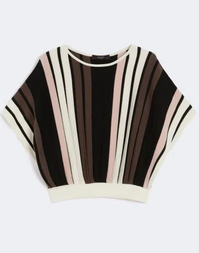 Weekend Max Mara Pegola Pleated Striped Knit Shirt In Multi