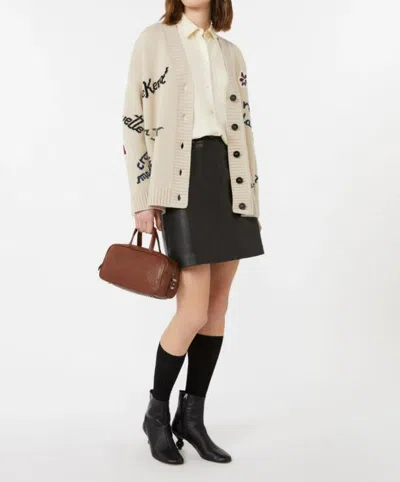 Weekend Max Mara Cardigan Over In Filato Di Lana Ecru In Pink