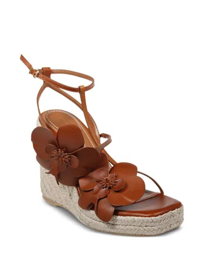 Zimmermann Heel Wedge Sandals Floral Embellishment In Brown