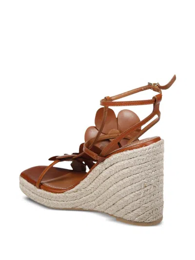 Zimmermann Heel Wedge Sandals Floral Embellishment In Brown