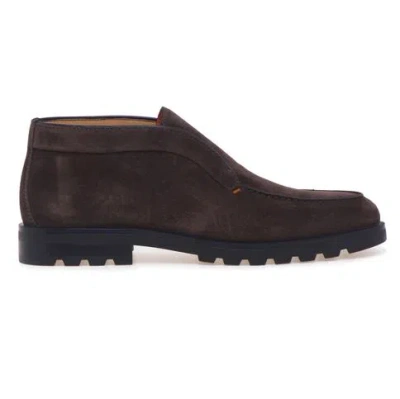 Santoni Slip-ons Desert Suede Loafers Rubber Sole In Brown