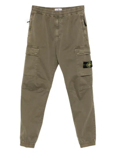 Stone Island Cargo Pocket Elasticated Trousers In Green