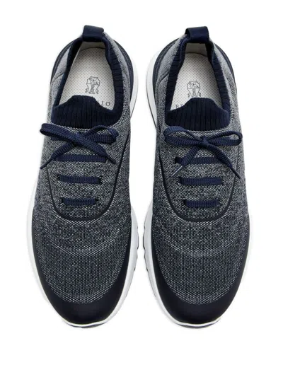 Brunello Cucinelli Runners In Techno Cotton Knit With Termonastrature Shoes In Gray