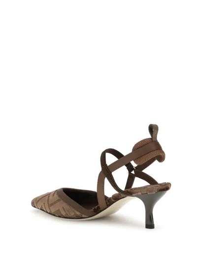 Fendi Colibrì Lite Slingbacks In Ff Fabric In Brown