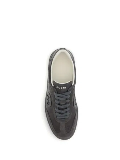 Gucci Mens G74 Tonal Canvas And Suede Sneakers In Gray