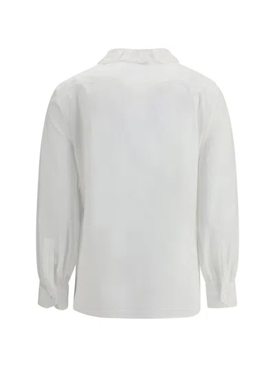 Saint Laurent Cotton Poplin Shirt Lace Collar Cuffs In White