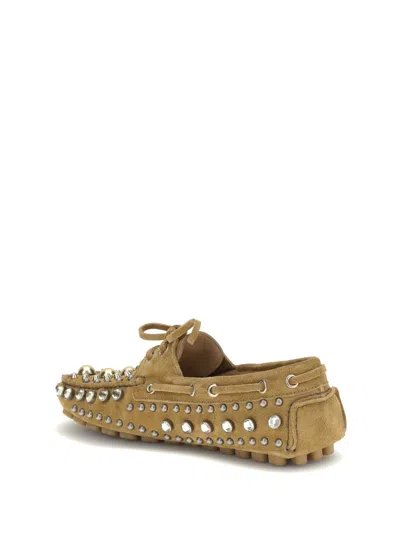 Valentino Garavani Crystal-embellished Loafers In Brown