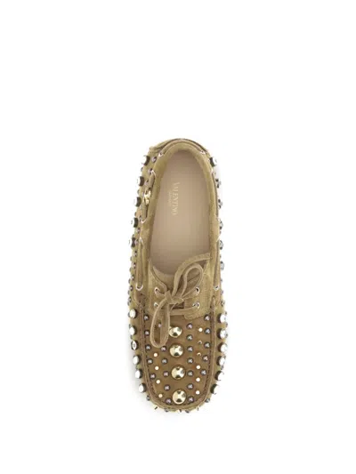 Valentino Garavani Crystal-embellished Loafers In Brown