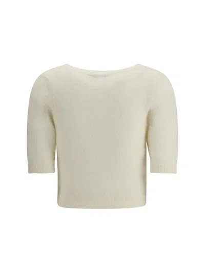 Alessandra Rich Women Short Sleeve Mohair Sweater In White