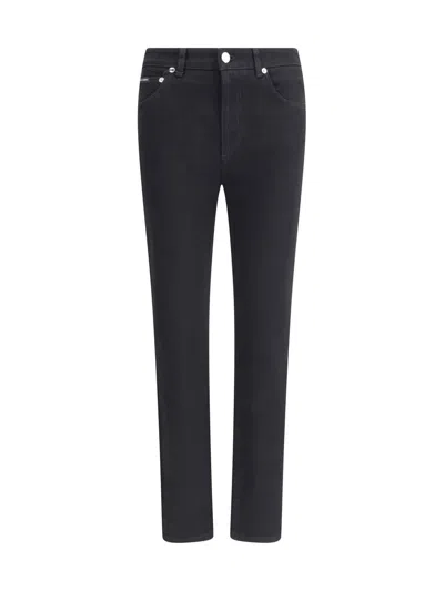 Dolce & Gabbana Slim Fit Stretch Cotton Denim Trousers In Black