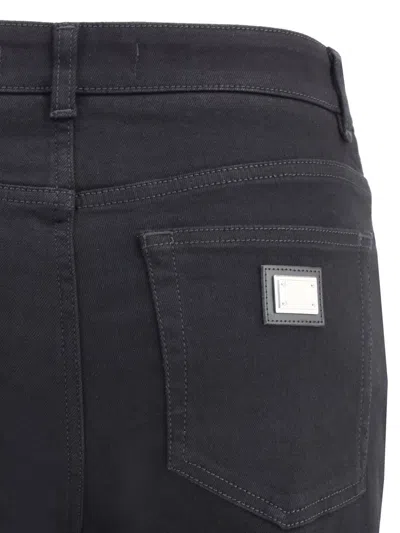 Dolce & Gabbana Slim Fit Stretch Cotton Denim Trousers In Black
