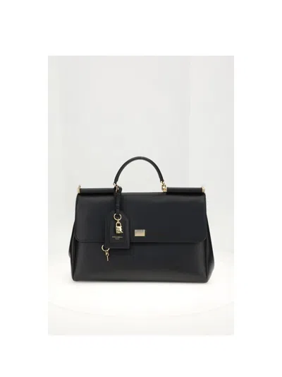 Dolce & Gabbana Black Handbag With Padlock Detail And Adjustable And Removable Shoulder Strap In Black