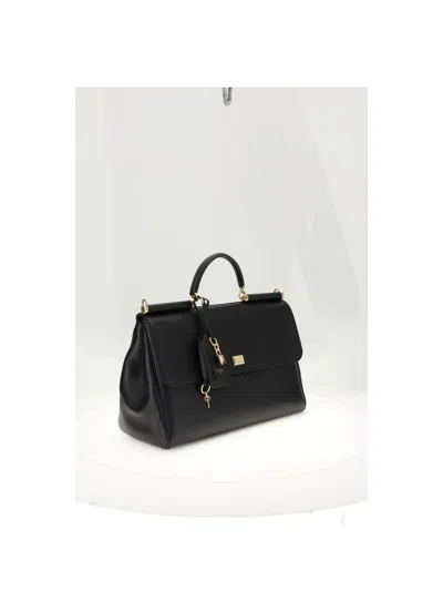 Dolce & Gabbana Black Handbag With Padlock Detail And Adjustable And Removable Shoulder Strap In Black