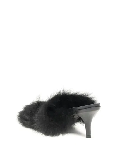 Pedro Garcia Fur-trimmed Mules Sandals In Black