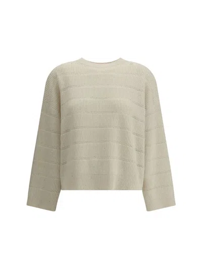 Brunello Cucinelli Dazzling Cashmere And Wool Sweater In Neutral