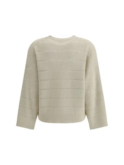 Brunello Cucinelli Dazzling Cashmere And Wool Sweater In Neutral