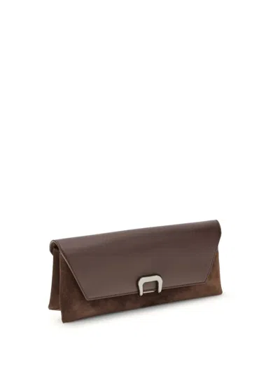 Brunello Cucinelli Tailored Clutch With Suede And Metal In Burgundy