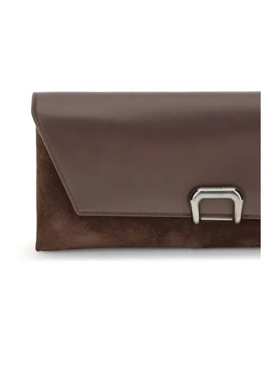 Brunello Cucinelli Tailored Clutch With Suede And Metal In Burgundy