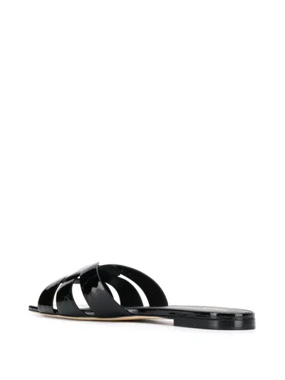 Saint Laurent Tribute 05 Leather Nu Pieds Flat Sandals In Black