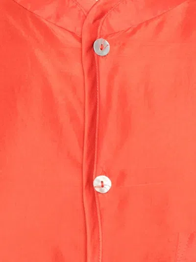 Forte Forte Mandarincollar Shirt In Silk In Red