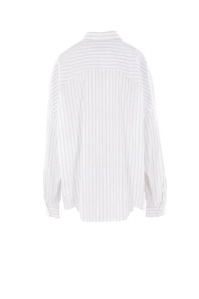 Dries Van Noten White Striped Cotton Cocoon Shirt In White