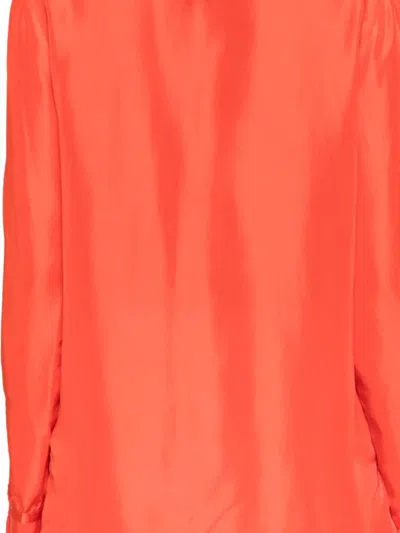 Forte Forte Mandarincollar Shirt In Silk In Red
