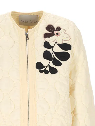 Forte Forte Bomber Jacket With Embroidery In Gold