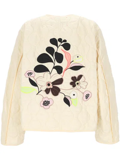 Forte Forte Bomber Jacket With Embroidery In Gold