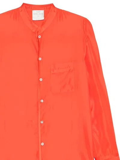 Forte Forte Mandarincollar Shirt In Silk In Red