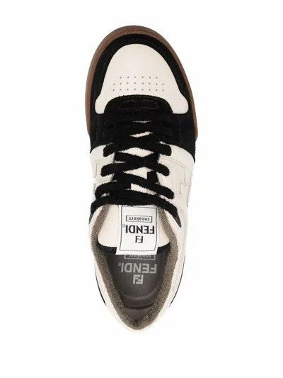 Fendi Men Low Top Sneaker In Calfskin With Logo In Multi