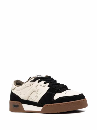 Fendi Men Low Top Sneaker In Calfskin With Logo In Multi