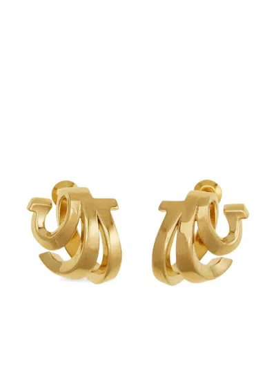 Ferragamo Triple Gancini Earrings Gold-tone Finish In Gold