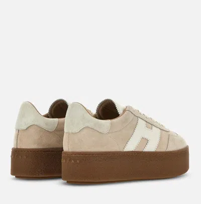 Hogan Cool Suede Trainers With Thick Soles In Sand