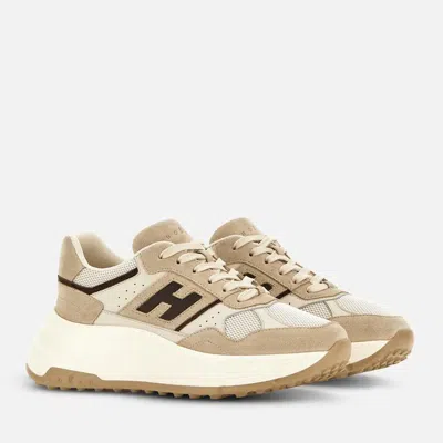 Hogan Suede And Technical Fabric 80s-inspired Sneakers In Nude