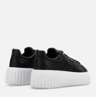 Hogan H-stripes Quilted Platform Lace-up Sneakers In Black