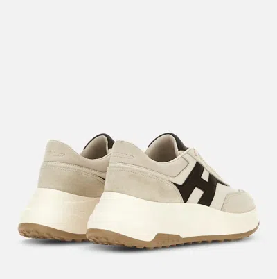 Hogan Hi-fi Suede And Nappa Leather Sneakers Shoes In Nude